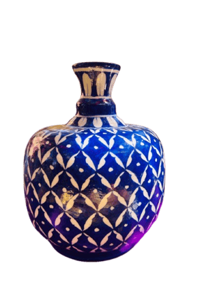 Blue and White Ceramic Pomegranate Shaped Vase (Blue Pottery)