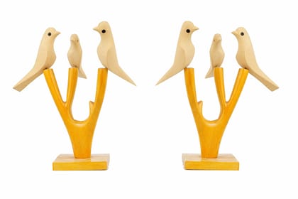 Lepakshi Hndicrafts Home Decorative White Wood Birds Set of 3of 2