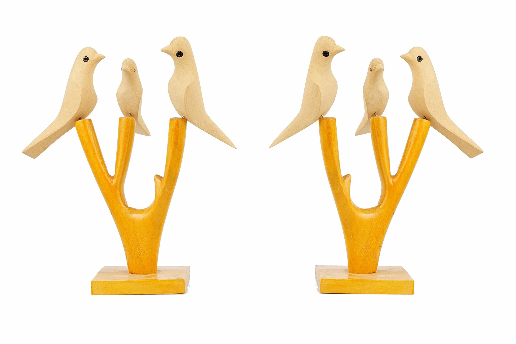 Lepakshi Hndicrafts Home Decorative White Wood Birds Set of 3of 2