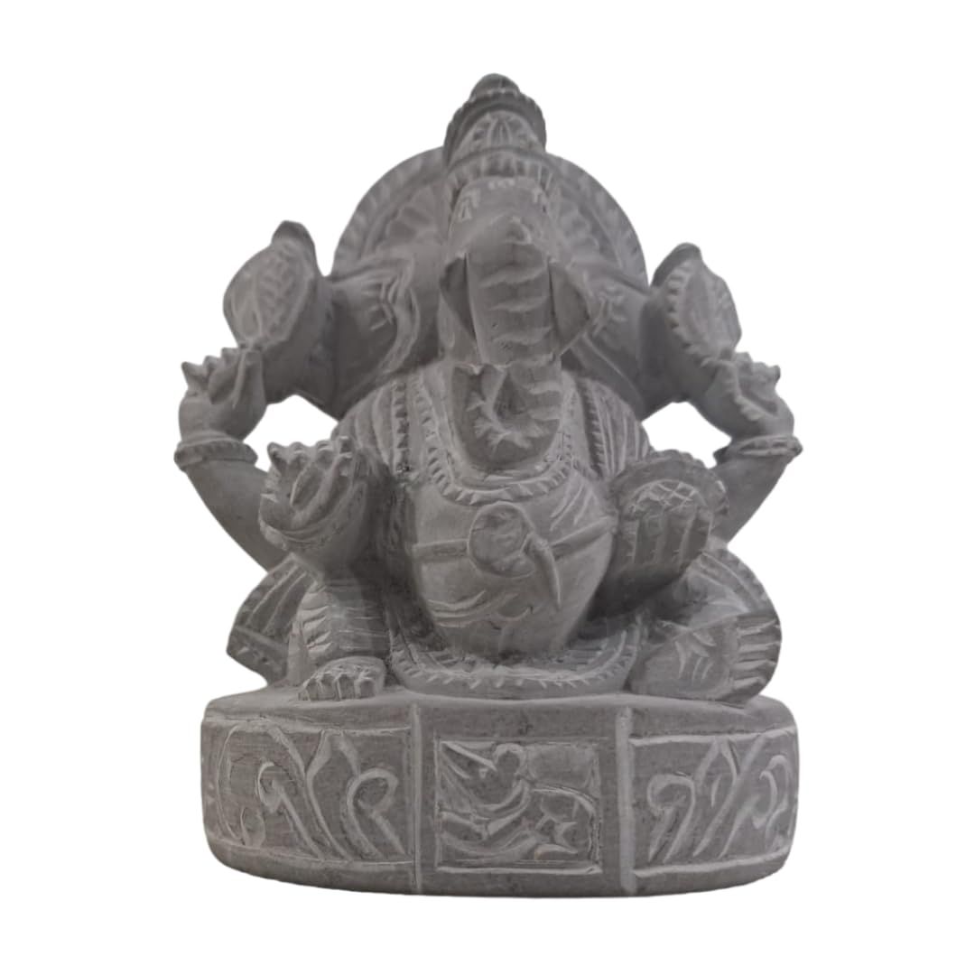 Lepakshi Handicrafts Home Decorative Stone Carving Ganesh (Durgi)