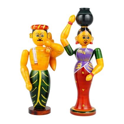 Lepakshi Handicrafts Wooden Etikoppaka Home Decorative Kissan (Farmer) Family Dolls Lepakshi Handicrafts Wooden Etikoppaka Home Decorative Kissan (Farmer) Family Dolls