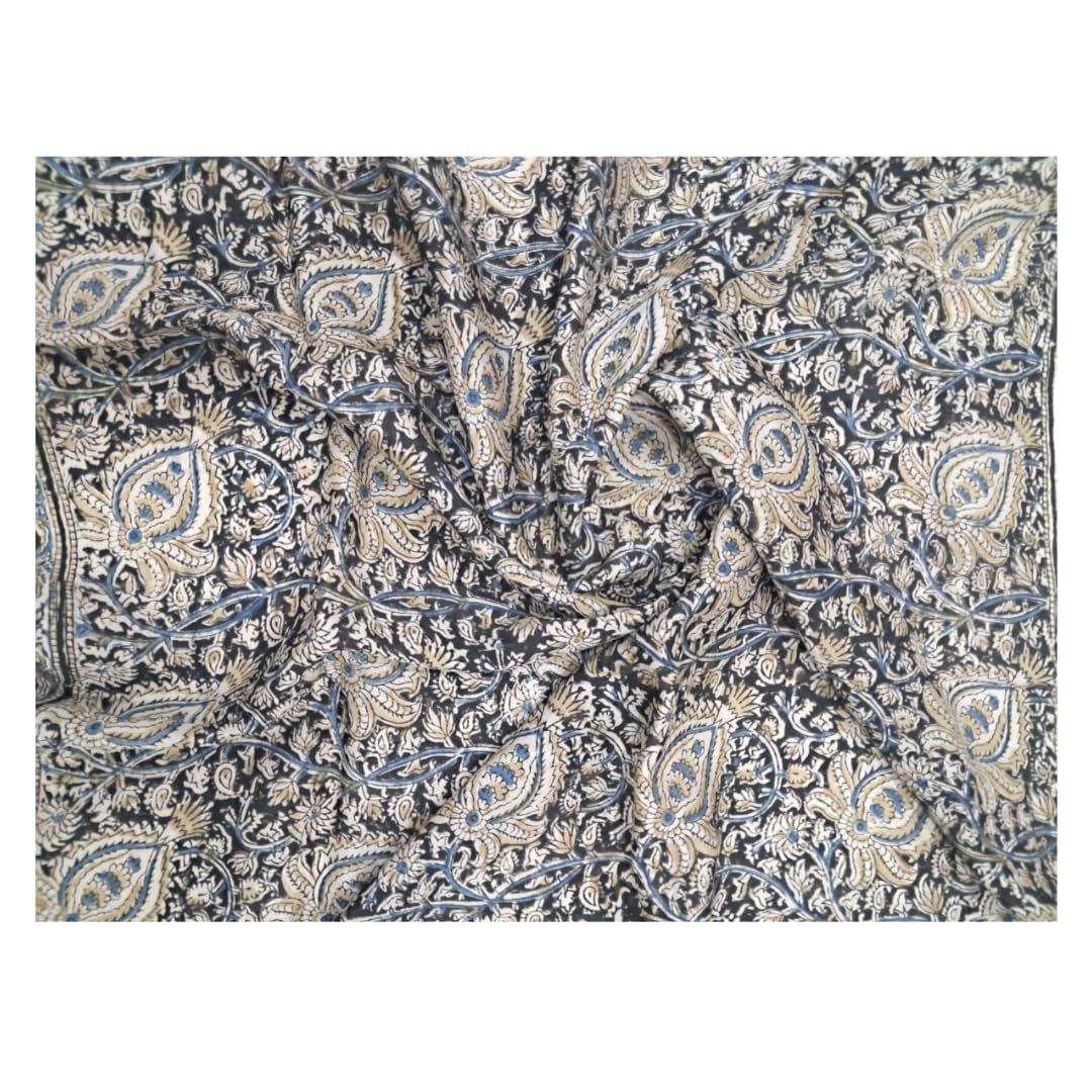 Lepakshi Handicrafts Kalamkari Block Print Saree (Mangalagiri Cotton Silk) (2)