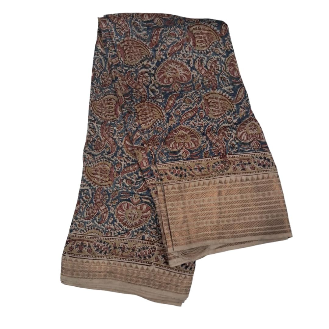 Lepakshi Handicrafts Kalamkari Block Print Saree (Mangalagiri Cotton Silk) (8)