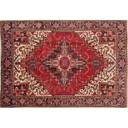 Red and Ivory Medallion Hand-Knotted Persian Rug Red and Ivory Medallion Hand-Knotted Persian Rug