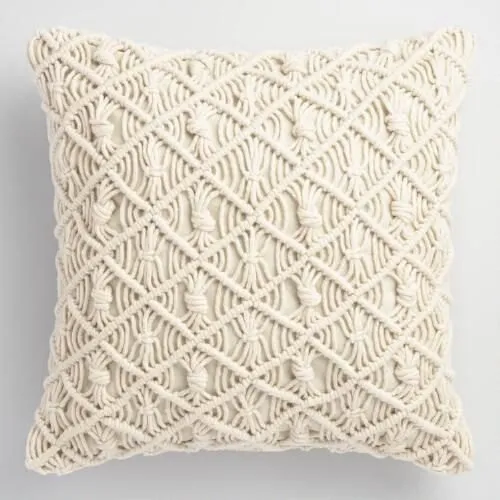Macrame Diamond Throw Pillow Cover