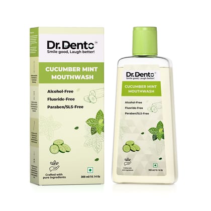 Dr.Dento Mouthwash | Fresh Breath | No Artificial Flavors & Colors | Alcohol-Free Mouthwash for Men, Women & Kids | Fights Germs