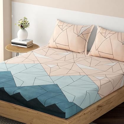 All-Round Elastic Fitted Sheet - Soft and Breathable Geometric Pattern Bedding Set with Deep Pockets - Wrinkle and Fade Resistant - Queen Size, Pink/Blue All-Round Elastic Fitted Sheet - Soft and Breathable Geometric Pattern Bedding Set with Deep Pockets - Wrinkle and Fade Resistant - Queen Size, Pink/Blue