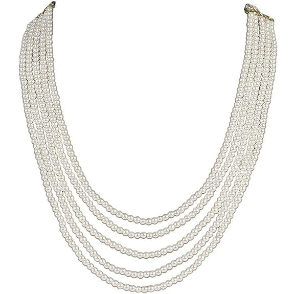Manbhar Gems - Crystal Gemstone Beads Necklace Set for girl and Women 5 layer Mala With Stud Earring stylish traditional Pearls Necklace Beaded Fashion jewellery