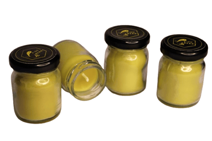 Beeready Bees Wax Glass Designer Candle for Home Decor - Random Color - Pack of 4