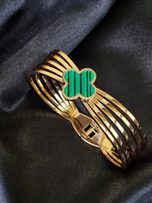Green Clover Cuff Bracelet