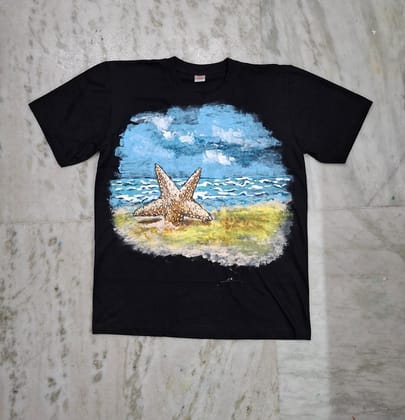 Unique Hand Painted Starfish T-Shirt, Beach Scene T-Shirt, Ocean T-Shirt, Summer T-Shirt, Vacation T-Shirt, Gift T-Shirt, Unisex T-Shirt Unique Hand Painted Starfish T-Shirt, Beach Scene T-Shirt, Ocean T-Shirt, Summer T-Shirt, Vacation T-Shirt, Gift T-Shirt, Unisex T-Shirt