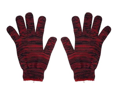 Unisex Red and Black Knitted Wool Gloves for Men and Women Unisex Red and Black Knitted Wool Gloves for Men and Women