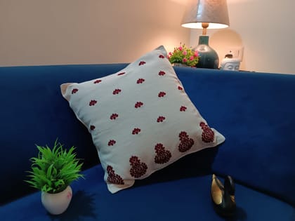 Luxury Hand Embroidered Decorative Throw Pillow Cover with Insert, 18"x18" Luxury Hand Embroidered Decorative Throw Pillow Cover with Insert, 18"x18"