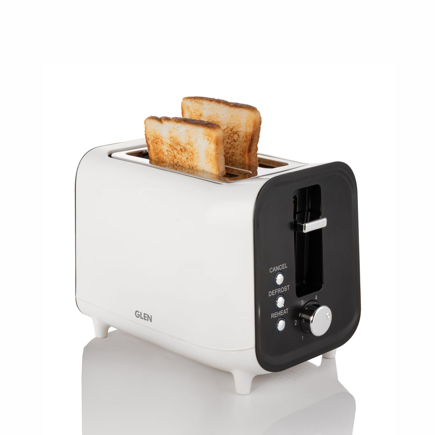 Electric Auto Pop-up 2 Slice Toaster, 750W, 6 Level Browning Control, Removable Crumb Tray - White (3014)