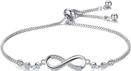 925 Sterling Silver Infinity Bracelet for Women, Adjustable Chain with Cubic Zirconia, Infinity Symbol Jewelry for Her 925 Sterling Silver Infinity Bracelet for Women, Adjustable Chain with Cubic Zirconia, Infinity Symbol Jewelry for Her