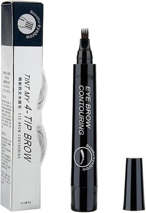 Microblading Pen, Eyebrow Pencil, 4-Tip Fork Tip Eyebrow Pen, Natural Long-Lasting Waterproof Eye Brow Contouring Tint Makeup Tool
