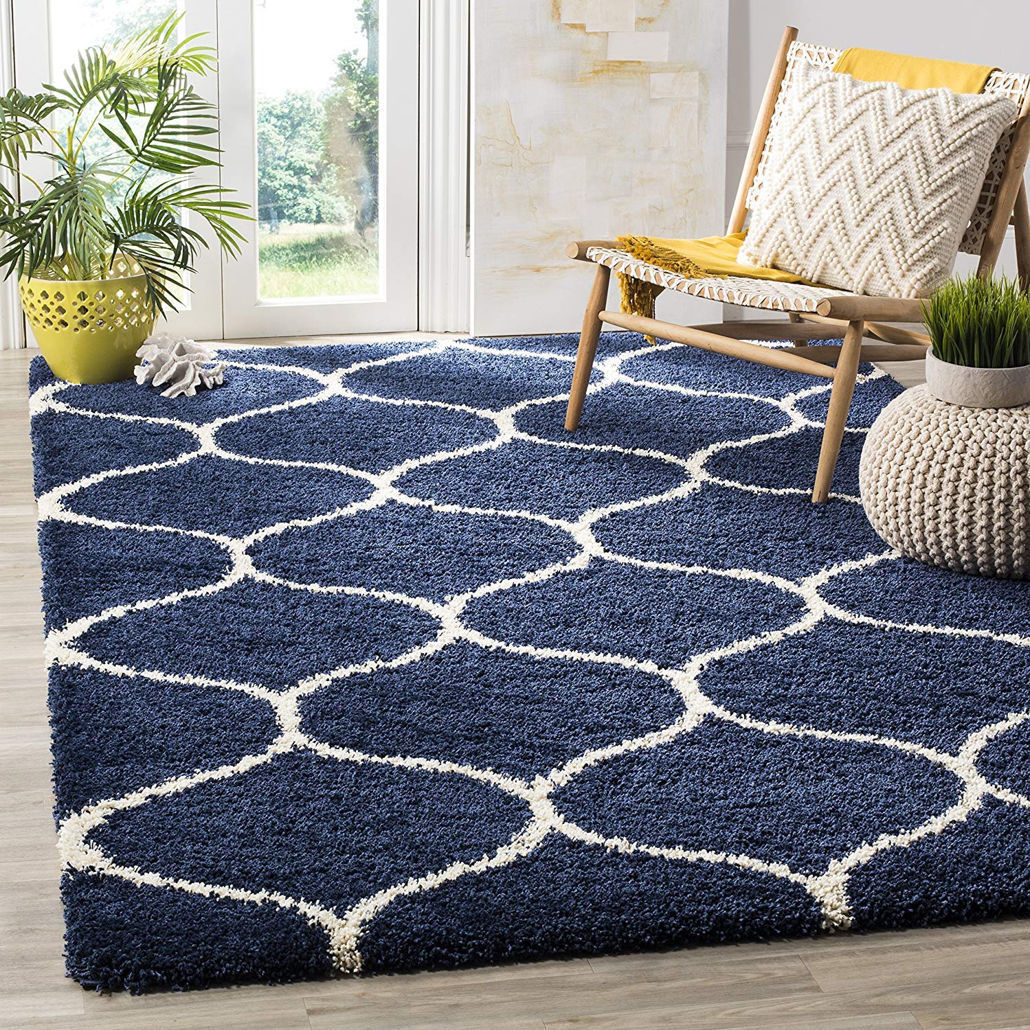 Shaggy Moroccan Trellis Pattern Plush Rug Carpet 4 x 6 feet By Global Home