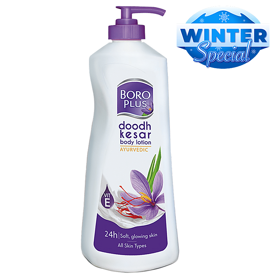 Boroplus Body Lotion With Goodness Of Dhoodh, Badam & Kesar, Provides 24Hrs Moisturisation, 400 Ml