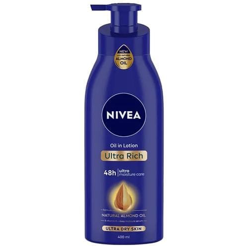 Nivea Oil In Lotion, Ultra Rich, With Natural Almond Oil, For Extreme Dry Skin, 48H Moisture Care, 400 Ml Bottle