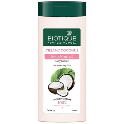 Biotique Deep Nourish Body Lotion, Creamy Coconut, For Extra Dry Skin, 180 Ml