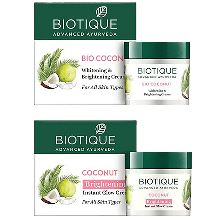 Biotique Brightening Instant Glow Cream, Coconut, For All Skin Type, 50 G Carton