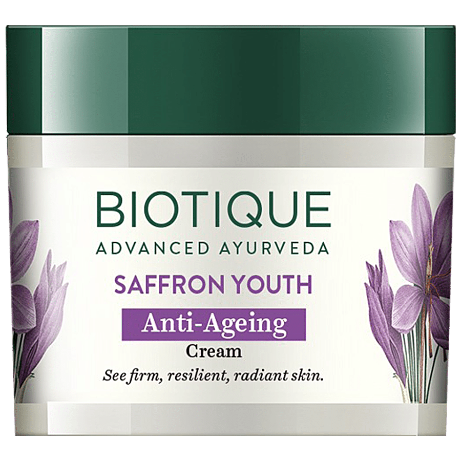 Biotique Anti, Ageing Cream, Saffron Youth, Reduce Fine Lines, Lightening Dark Spots, 50 G Carton