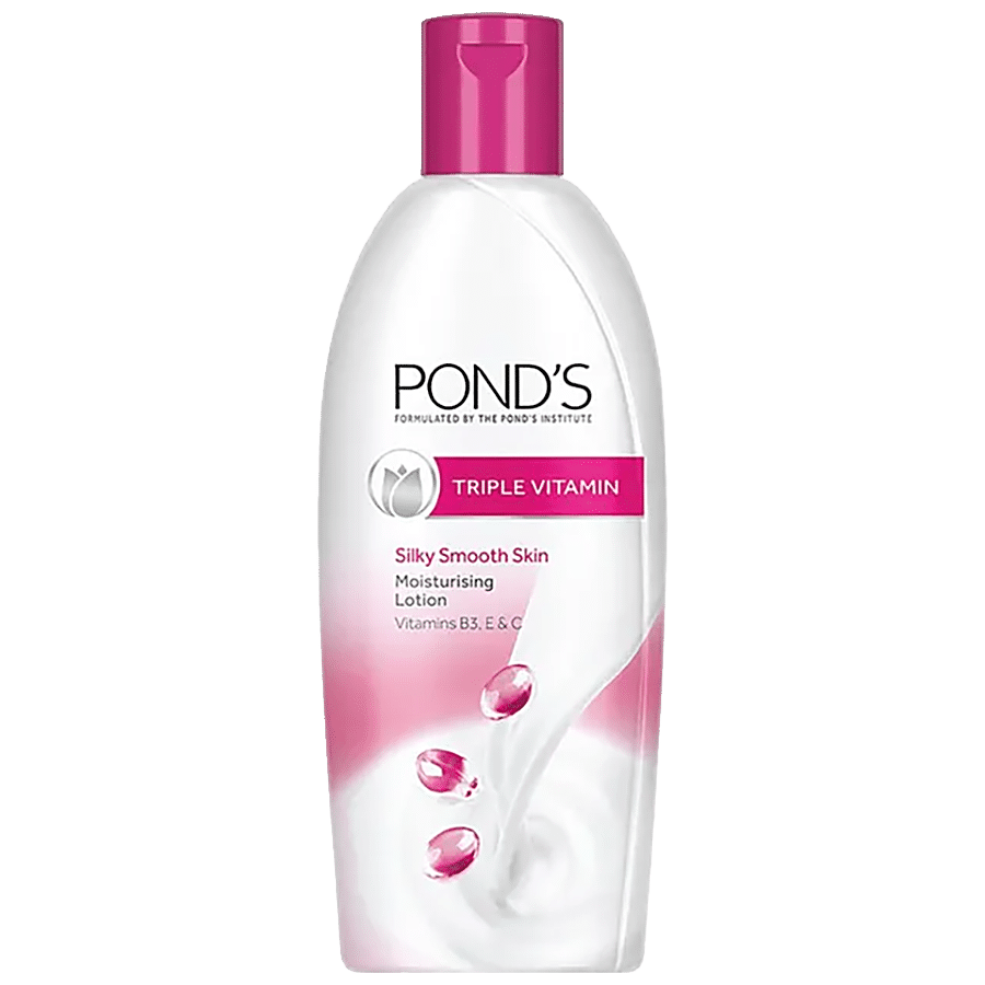 Ponds Triple Vitamin Moisturising Lotion, Silky Smooth Skin, Vitamins B3, E & C, 300 Ml