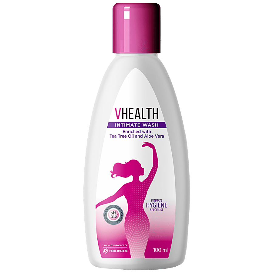 Vhealth Intimate Wash, With Tea Tree Oil & Aloe Vera, Prevents Irritation & Itching, 100 Ml