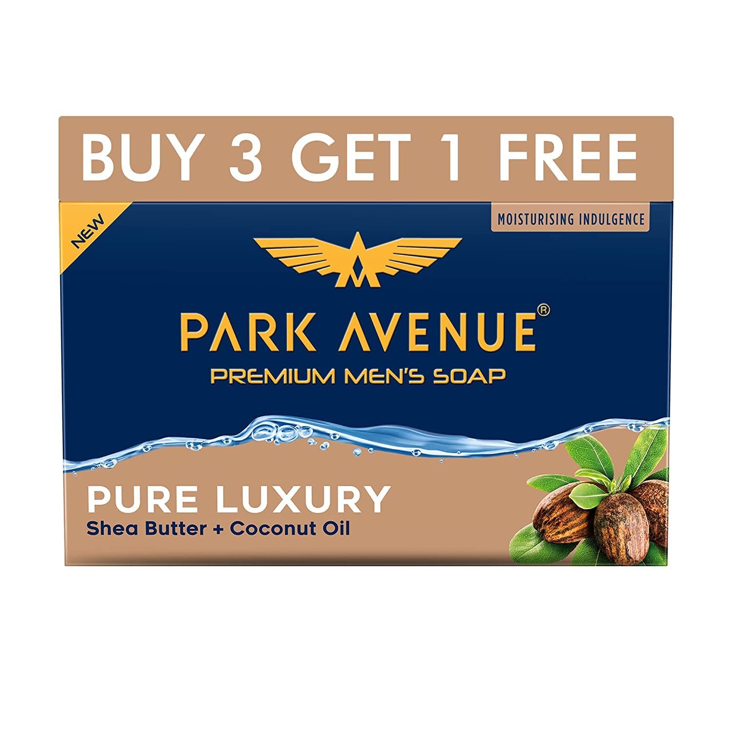 Park Avenue Premium Mens Soap, Shea Butter+ Coconut Oil, 125G (Buy 3 Get 1)