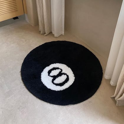 8 Ball Rug - 3 x 3 feet White & Black Hypebeast Rug - Cool and Aesthetic Rugs for Bedroom & Living Room - Global Home 8 Ball Rug - 3 x 3 feet White & Black Hypebeast Rug - Cool and Aesthetic Rugs for Bedroom & Living Room - Global Home