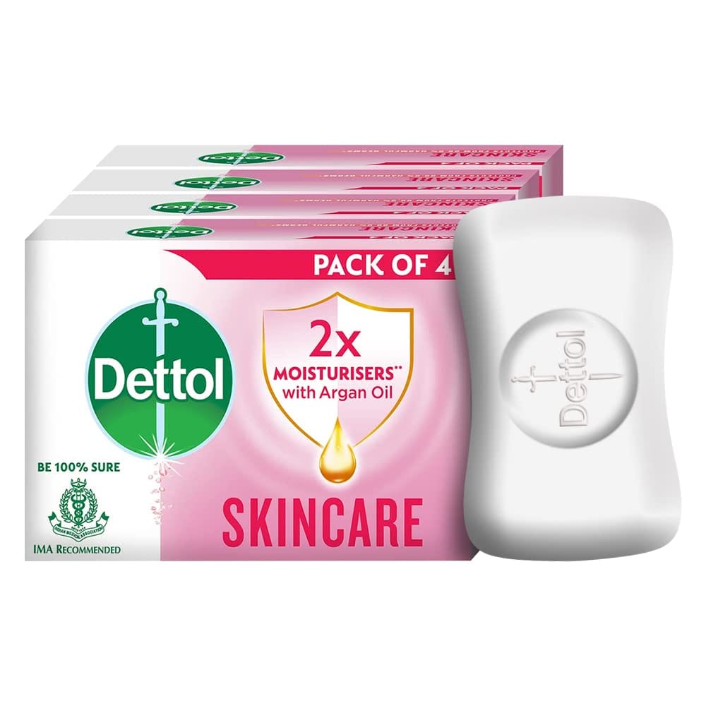 Dettol Skincare Moisturizing Bathing Soap Bar 125G, Pack Of 4