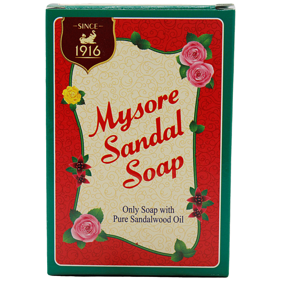 Mysore Sandal Pure Sandalwood Oil Soap, Keeps Skin Glowing, Soft, Blemish, Free, 125 G Carton
