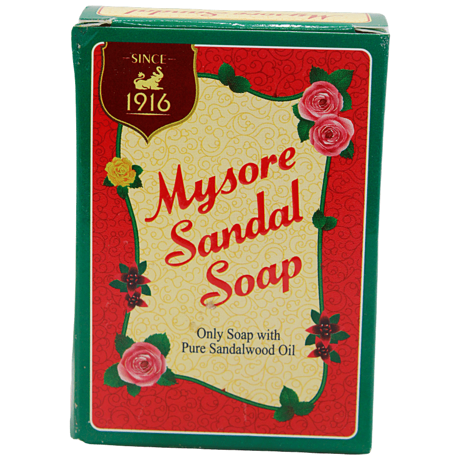 Mysore Sandal Pure Sandalwood Oil Soap, Keeps Skin Glowing, Soft, Blemish, Free, 75 G Carton