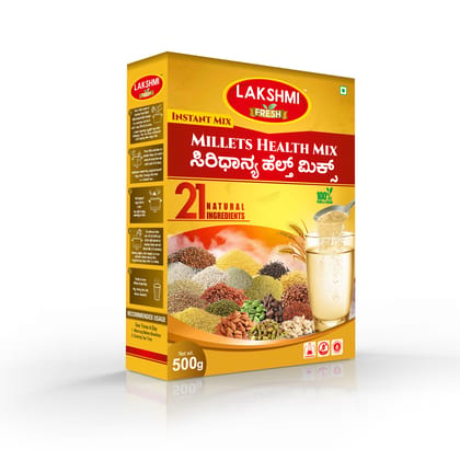 Lakshmi Fresh Millets Health Mix 500g I 100% Natural, Health & Nutrition Drink | Millets Health Drink | Millets Porridge Mix Lakshmi Fresh Millets Health Mix 500g I 100% Natural, Health & Nutrition Drink | Millets Health Drink | Millets Porridge Mix