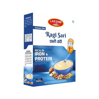 Lakshmi Fresh Ragi Sari for Babies 500g | Sprouted Ragi Powder | Baby Ragi Cereal | Instant Ragi Porridge Mix (pack of 2) Lakshmi Fresh Ragi Sari for Babies 500g | Sprouted Ragi Powder | Baby Ragi Cereal | Instant Ragi Porridge Mix (pack of 2)