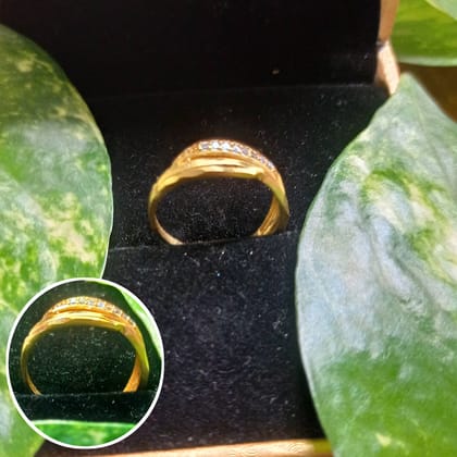 Gold Plated Zircon Ring for Women – Adjustable Size, Elegant & Stylish Jewelry