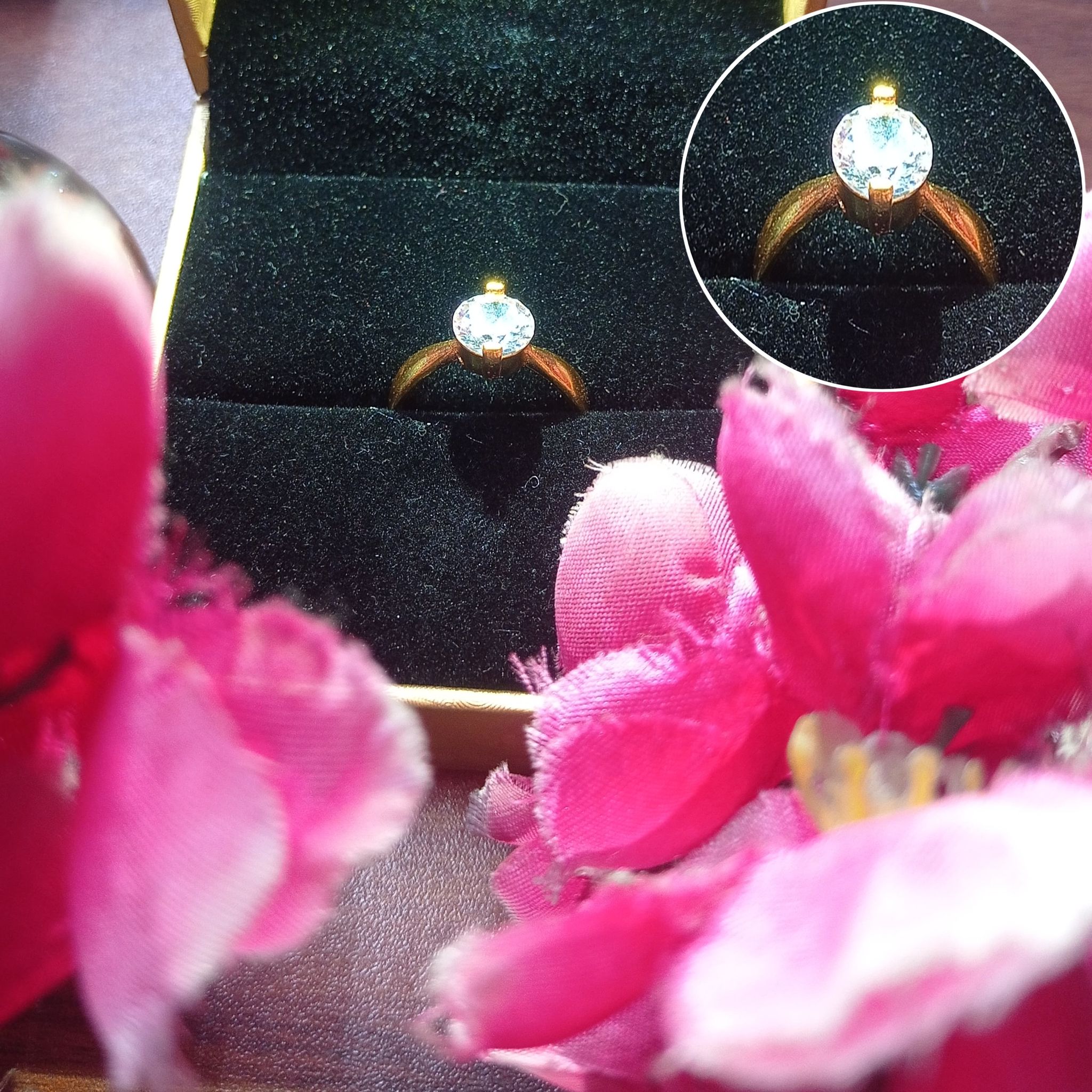 Women’s Gold Plated Alloy Ring with Sparkling Zircon Stone – Adjustable Size, Elegant Jewelry