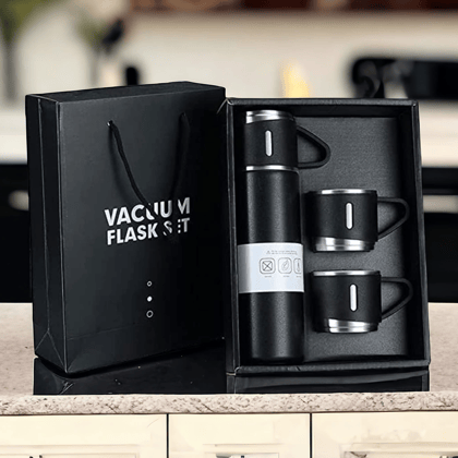 Stainless Steel Vacuum Flask Office Petals Giftings Christmas Corporate Gift Items for Employees Gift/Vacuum Flask Gift Set with Cup/Vacuum Stainless Steel for Coffee Hot Water 500 ml Diwali Gift