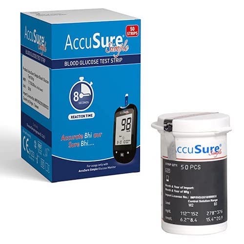 AccuSure Simple Blood Glucose Test Strips, 50 Count