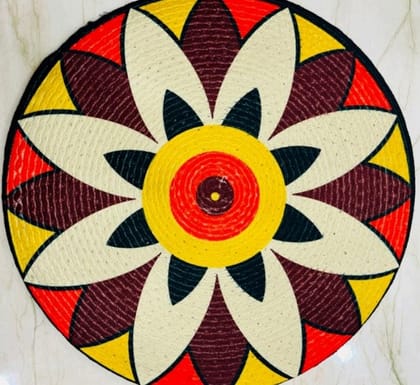 Unique Handwoven Cotton Area Rug with Floral Medallion Design - 100% Natural Materials - Washable and Reversible Unique Handwoven Cotton Area Rug with Floral Medallion Design - 100% Natural Materials - Washable and Reversible