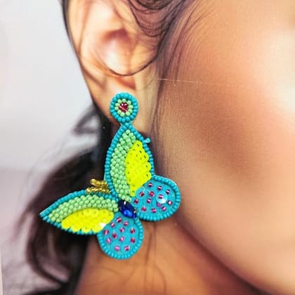 Butterfly Sequin Earrings - Beaded Statement Earrings - Artisan Handmade Jewelry - Unique Gift for Women Butterfly Sequin Earrings - Beaded Statement Earrings - Artisan Handmade Jewelry - Unique Gift for Women