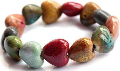 Lovely Handmade Bracelet with Colorful Ceramic Heart Beads Lovely Handmade Bracelet with Colorful Ceramic Heart Beads