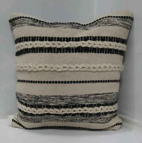 Striped Boho Handwoven Cotton Throw Pillow Cover with Tassels for Couch Sofa Bedroom Living Room Home Decor
