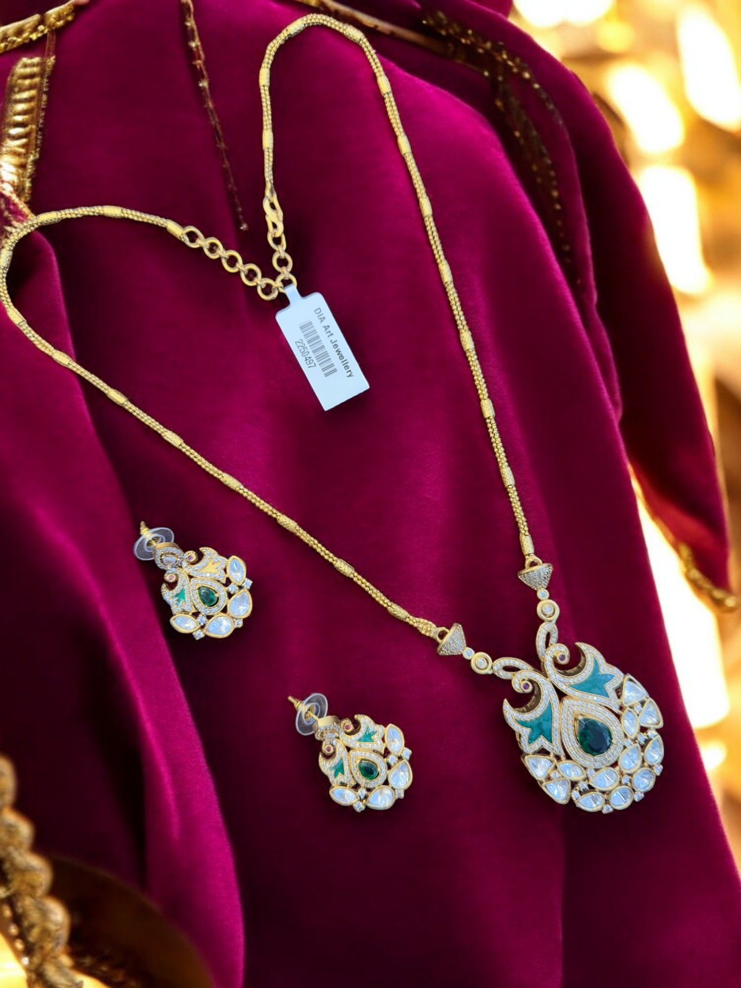 Kundan Meenakari Gold Plated Necklace Set By Dia Art Jewels