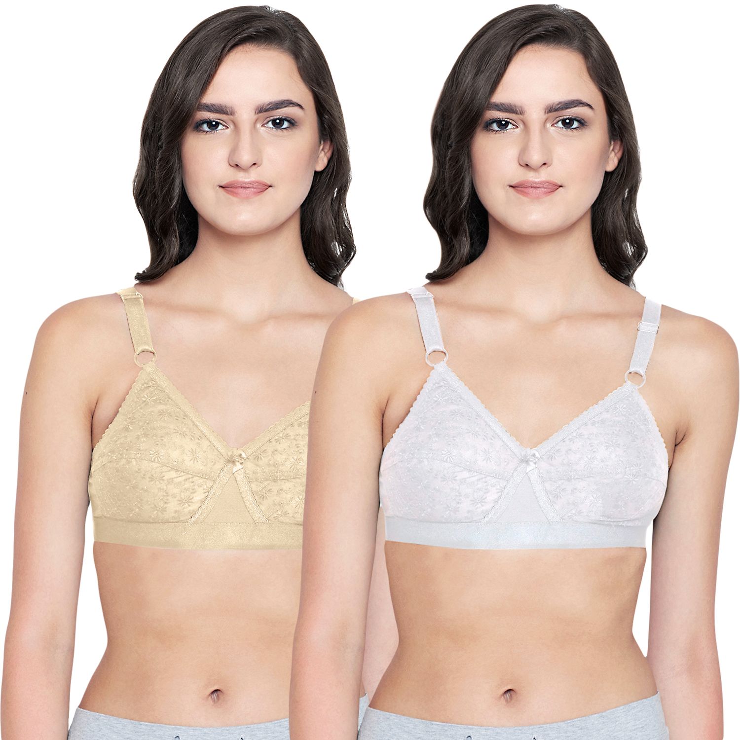 Bodycare Women Cotton Full Coverage Non Padded Regular Bra Pack - 2 E5586WS(B)