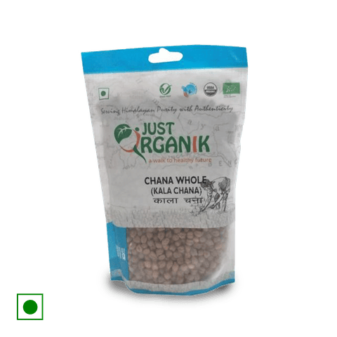 Just Organik Chana Whole (Kala Chana), 500 gm Pouch