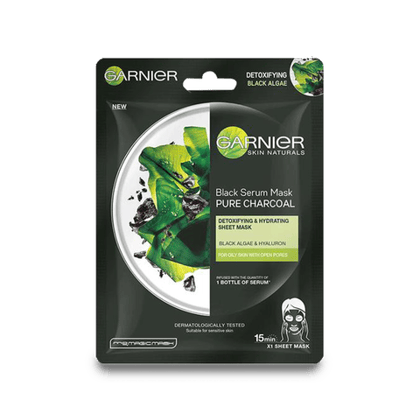 Garnier Skin Naturals Charcoal Black Serum Face Sheet Mask, 28 gm Pouch