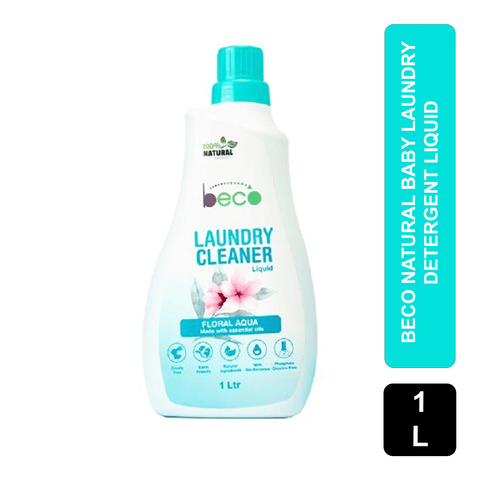 BECO Natural Baby Laundry Detergent Liquid With Floral Aqua Essential Oil, 1 L Bottle