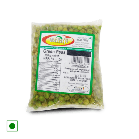 Balaji Foods Green Peas, 150 gm Pack