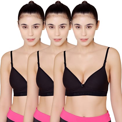 Bodycare Cotton Spandex Padded Non wired Tshirt Bra-Pack of 3 Bodycare Cotton Spandex Padded Non wired Tshirt Bra-Pack of 3